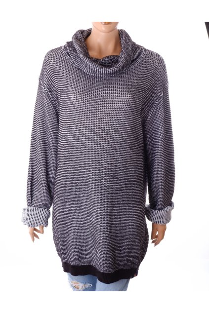 Svetr Nielsson šaty černo bílá melanž s rolákem vel. XXL