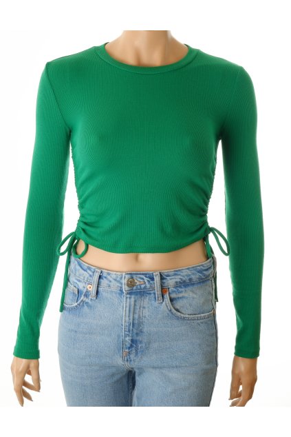 Tričko Zara zelené s řasením na bocích NOVÉ S VISAČKOU vel. S