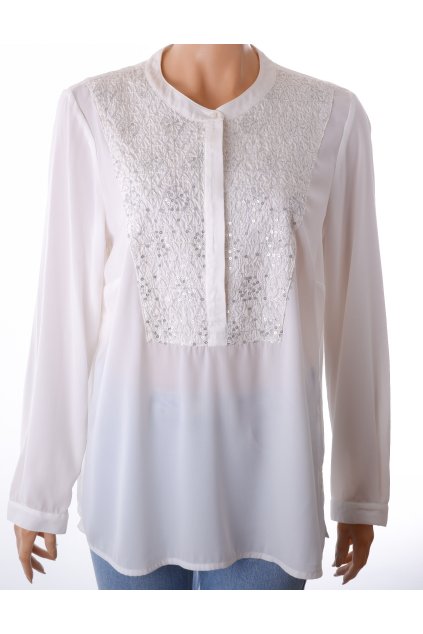 Halenka Tchibo Helene Fisher bílá s ozdobnými flitry a vyšíváním vel. L / 44