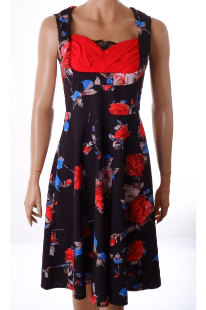 Šaty Ruiyige černé s barevnými květy vel. S