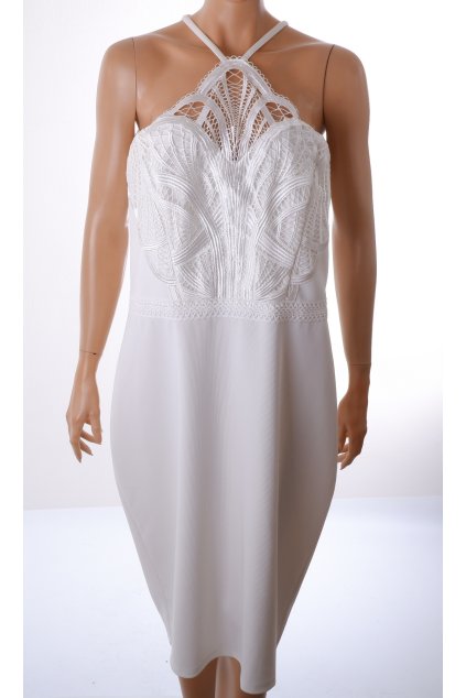 Šaty Lipsy London bílé vepředu s krajkou společenské vel. XL / 48 / uk 20