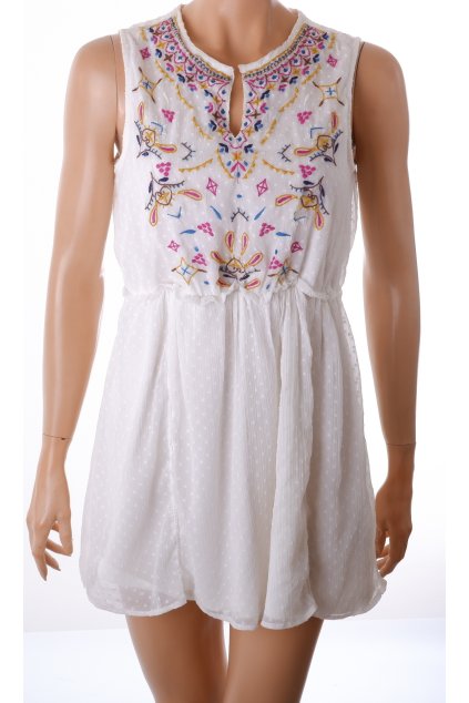 Šaty C&A bílé s barevným vyšíváním vel. S / 38