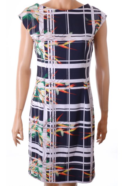 Šaty tmavě modrý a květovaný vzor vel. S - M