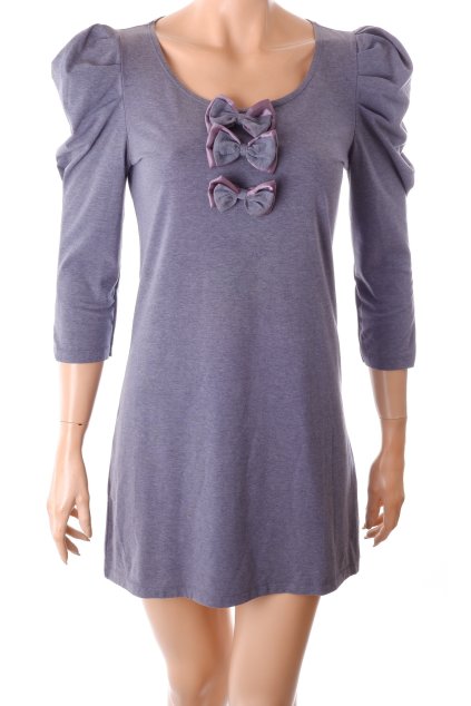 Šaty Moon Collection šedé s mašličkami vel. S - M