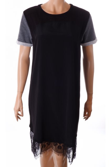 Šaty Catwalk černo šedé s krajkou vel. M