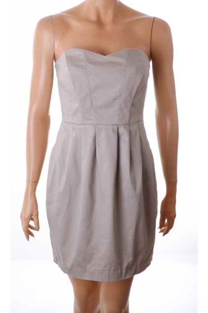 Šaty H&M béžovo šedé bez ramínek s pogumováním vel. S / 38