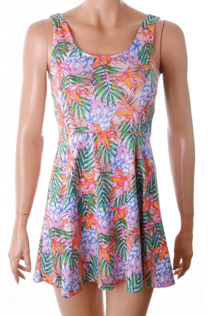 Šaty H&M růžové s barevným vzorem vel. 36 / S