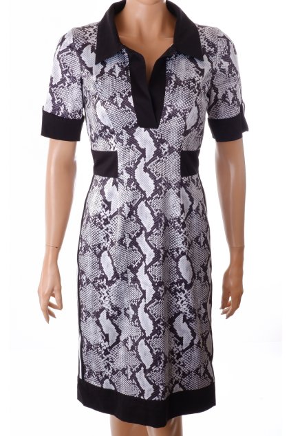 Šaty lesklý zvířecí vzor s límečkem a lemováním na boku s podšívkou vel. S