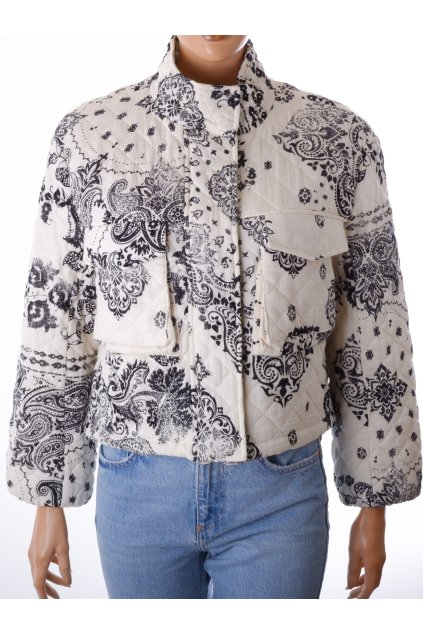 Bunda Reserved krémová s černým vzorem přechodní vel. S