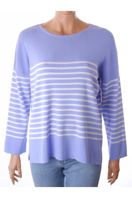Svetr Gallery modrý s bílými proužky vel. M