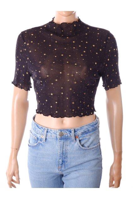 Halenka Shein černá se zlatými hvězdičkami vel. L