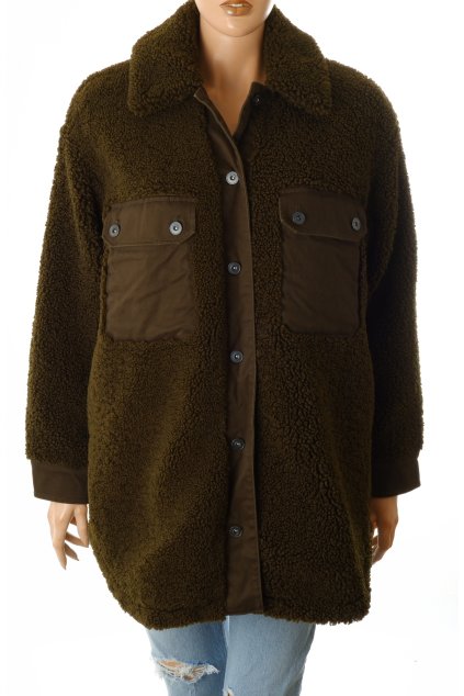 Bunda Zara kožíšek přechodní zelená khaki oversize vel. M