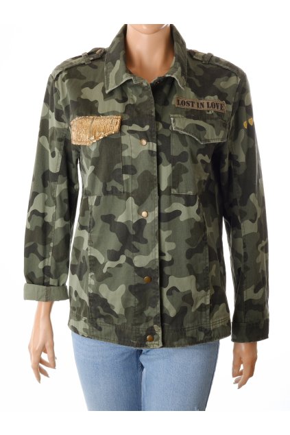 Bunda Page One army vzor zelená vel. S