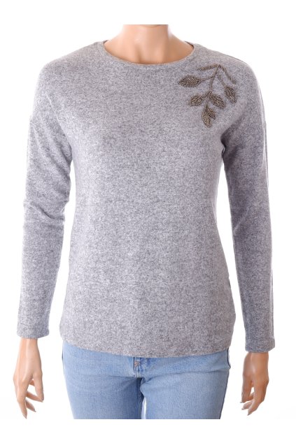 Svetr CoolCode šedá melanž s perličkami příjemný jemný materiál vel. XS - S