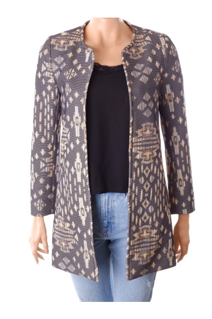 Kabát H&M šedý s hnědým vzorem lehký vel. XS - S