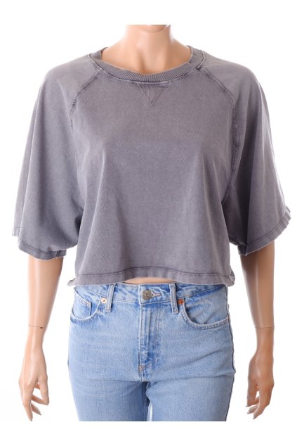 Tričko Zara šedé oversize crop praný styl vel. L