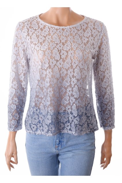 Halenka krajková šedo modrá tričko vel. M