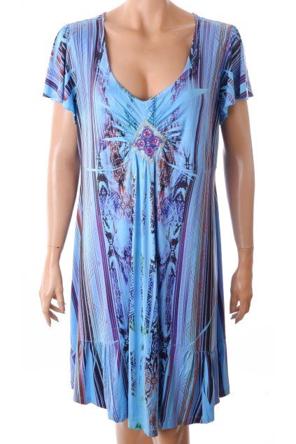 Šaty APT modré vzorované s perličkami vel. XL