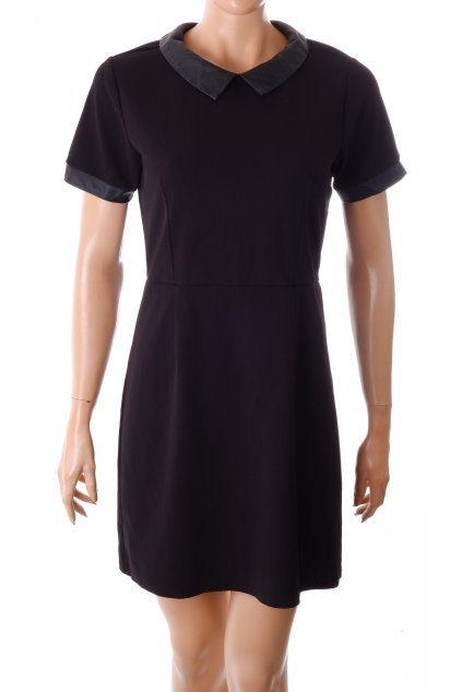 Šaty Women s černým koženkovým límcem vel. 38 / S