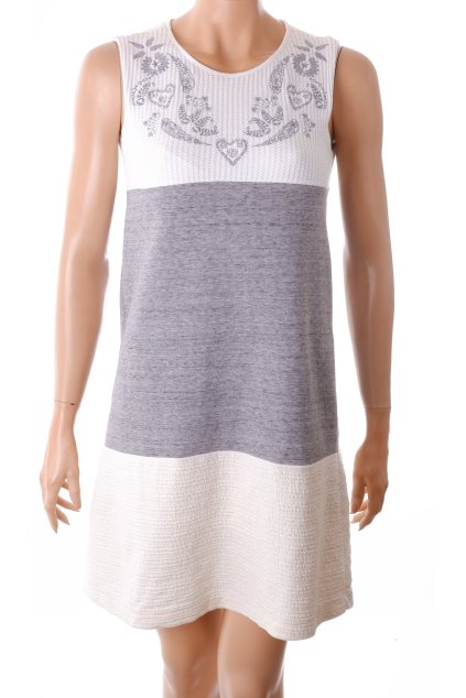 Šaty Desigual šedo bílo krémové vel. M