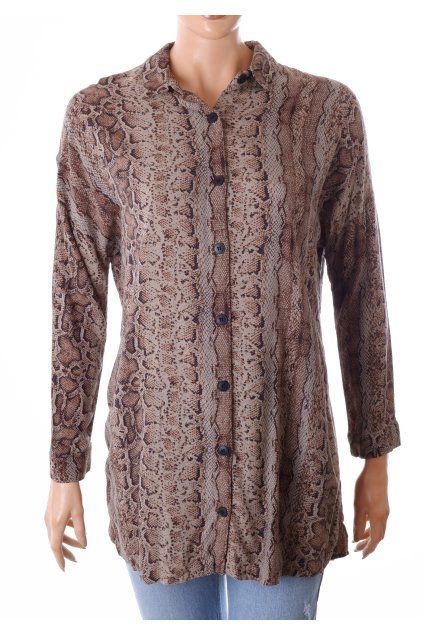 Košile Pull&Bear šedo hnědý zvířecí vzor vel. S