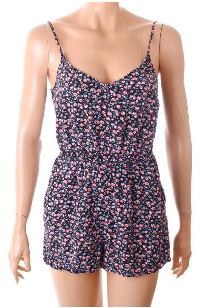 Overal H&M černý s barevným kvítím vel. 38 / S