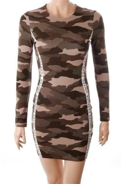 Šaty H&M zelené army vzor vel. 36 / S