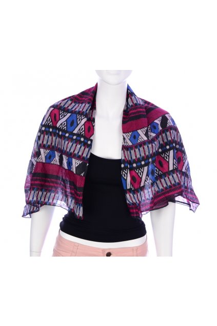 Šátek barevný modro fialový vzorovaný tunel