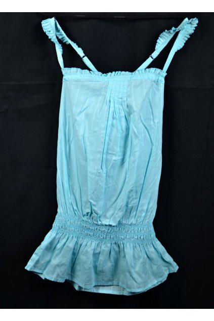 Letní plátěná halenka na ramínka 146/152 modrá