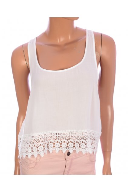 Halenka croptop Subdued vel.M bílá s krajkou