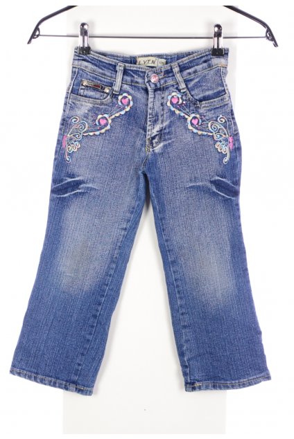 Kalhoty rifle modré s vyšíváním L.Y.I.N. vel. 128