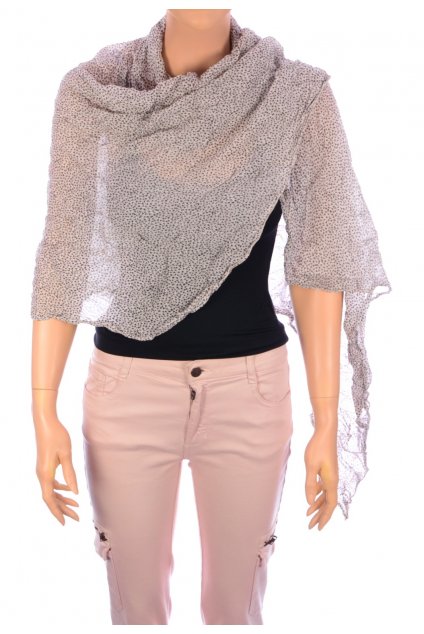 Šátek bílo hnědý drobný vzorek