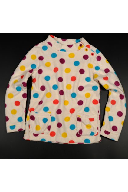 Mikina flísová M&S bílá s puntíky vel. 6-7 let