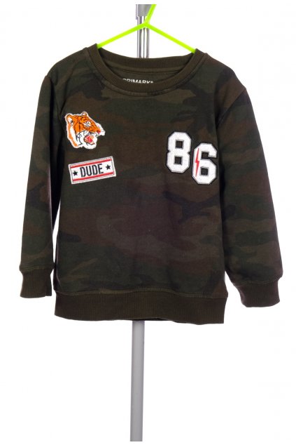 Mikina Primark army vzor zelená s tygrem vel. 116 / 5 - 6 let