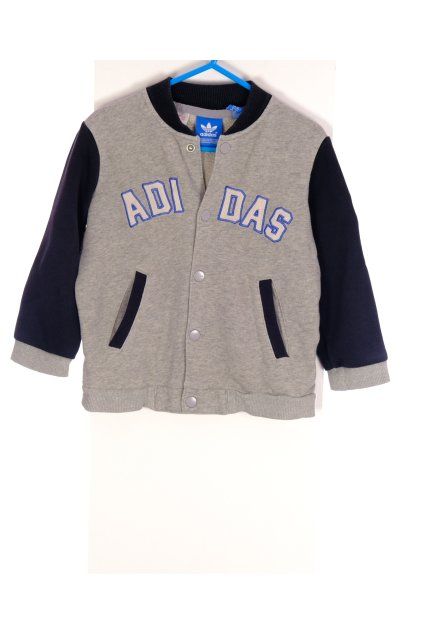 Mikina dětská Adidas šedá s černými rukávy vel 104/ 3- 4 roky