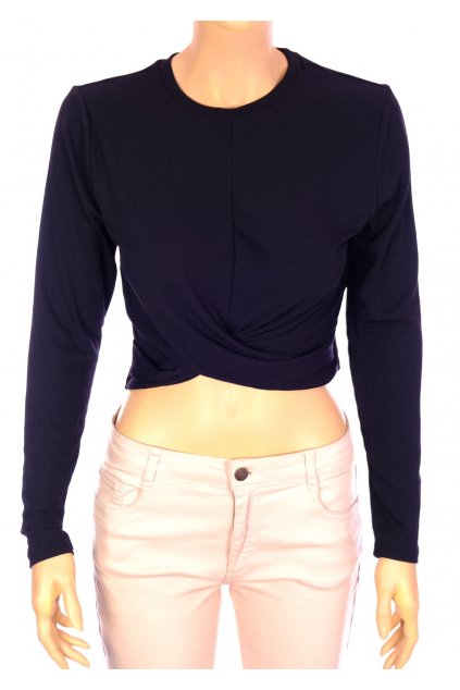 Tričko H&M černý crop top s proužkovaným vzorem vel. M/L