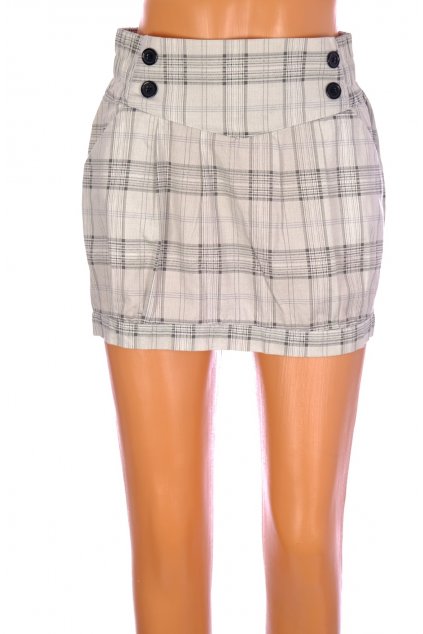 Sukně Amisu světlá karovaná s knoflíky vel S