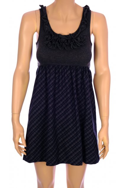 Šaty TRF Collection šedo karované s volánkem vel S