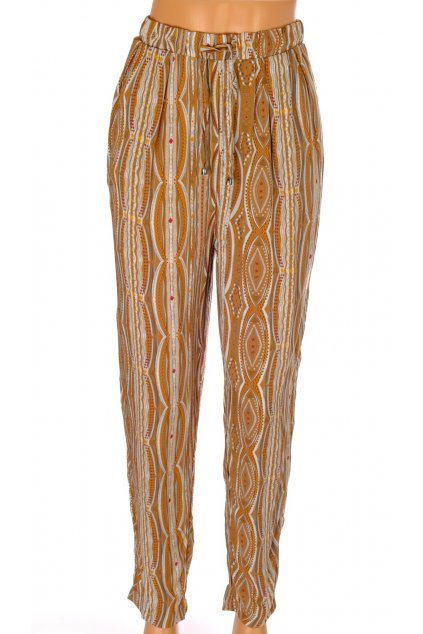 Kalhoty Esmara hnědé vzorované v pase do gumy vel S