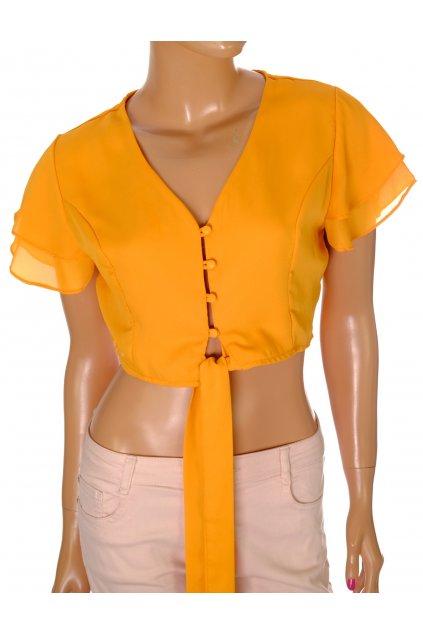 Halenka žlutá s vázačkou v pase vel M