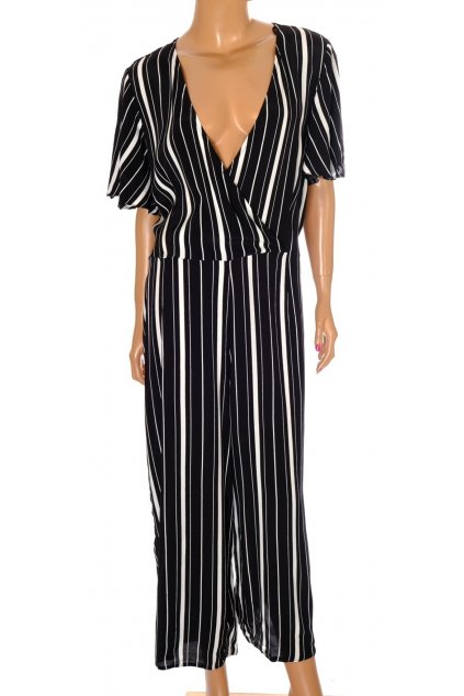 Overal F&F černé s bílým proužkem  NOVÉ S VISAČKOU vel L/XL