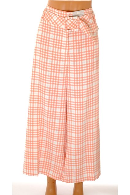 Kalhoty F&F bílé růžovo modré káro NOVÉ S VISAČKOU vel XL / uk 20