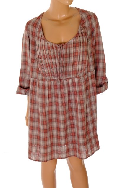 Šaty Taillissime NOVÉ S VISAČKOU hnědé karo vel. 56 / uk 30 / XXXL