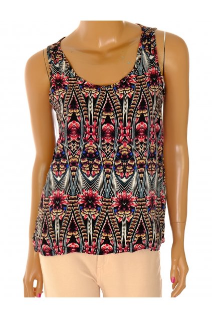 Halenka Vero Moda tílkový střih černá s barevným vzorem vel S