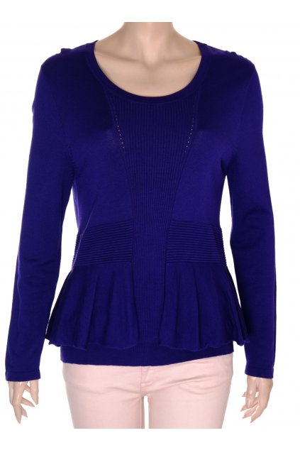 Svetr M&S  fialový s plastickým vzorem a volánkem vel M