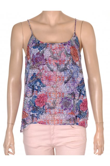 Halenka H&M modrá s barevným vzorkem na ramínka s podšívkou vel S