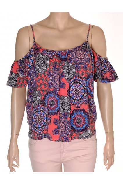 Halenka Atmosphere růžová s bílo modro černým vzorem vel S/M