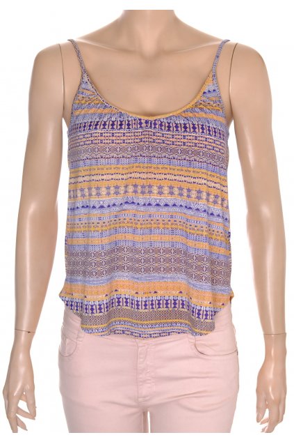 Tričko top H&M vel. XS modro-žlutý vzor