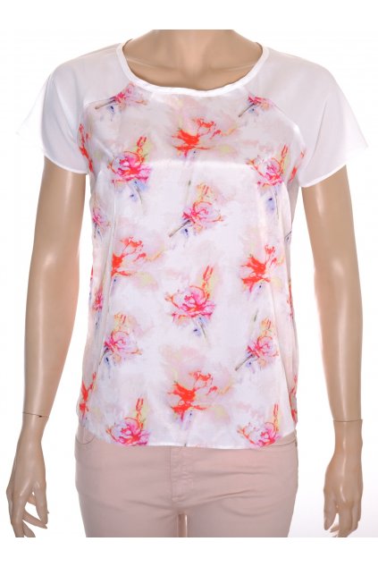 Halenka Temt vel. S bílé s barevné květiny vzadu zip
