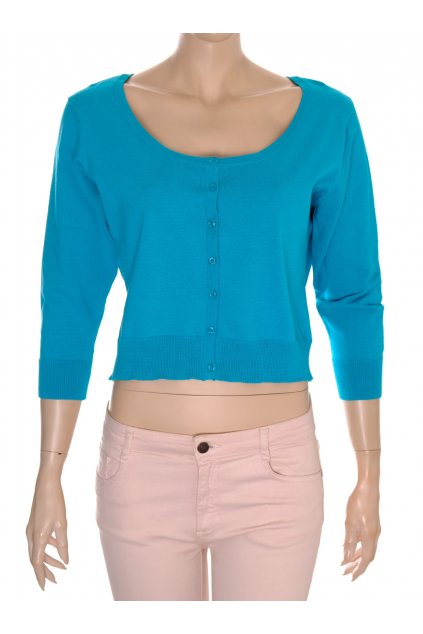Svetr Atmosphere vel. L tyrkysový na knoflíčky